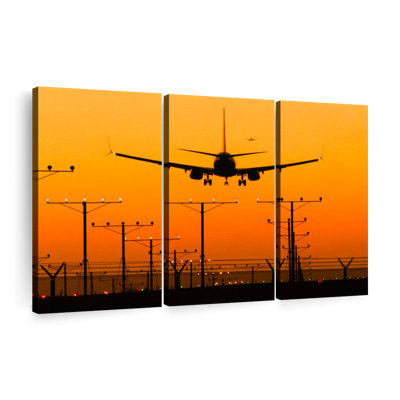 "Silhouette d'atterrissage d'aeroport" sur toile