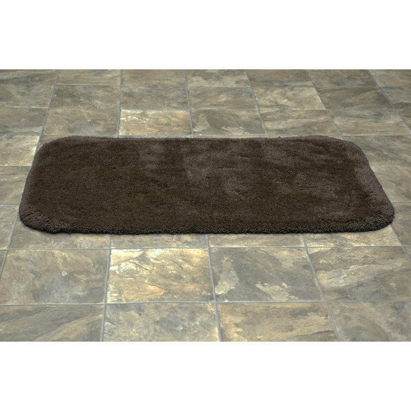 Billy-Dean Nylon Bath Rug with Non-Slip Backing, Chocolate, 24" W x 40" L