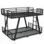 Lit superposé double au-dessus de double avec 2 échelles latérales, lit superposé en métal avec pieds de support spéciaux, lit superposé à profil bas-133411544