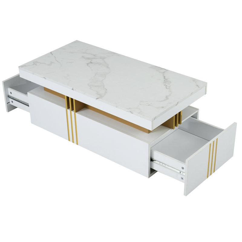 Table basse Selwyn Modern Marble, Blanc