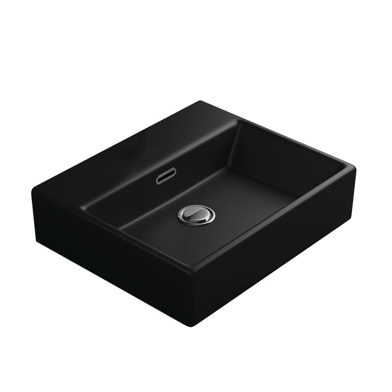 Quattro 19.5'' L Bathroom Sink, Matte Black, No Hole