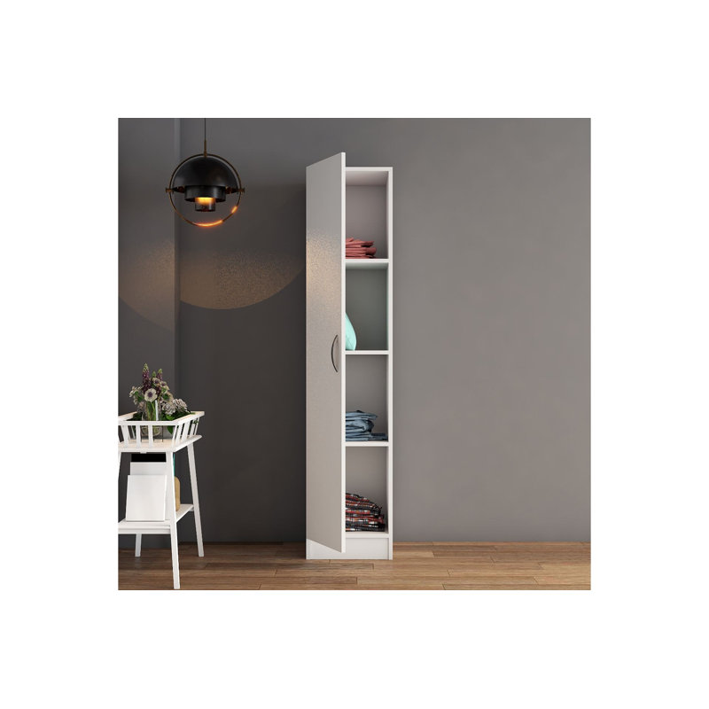 Armoire moderne avec nombreuses tablettes, blanc, 18,3 po x 71,7 po x 15,7 po | 100% panneau de particules enduit de mélamine, épaisseur: 0,7 pouce | Solution de rangement élégante pour l'organisation de la chambre à coucher et du placard