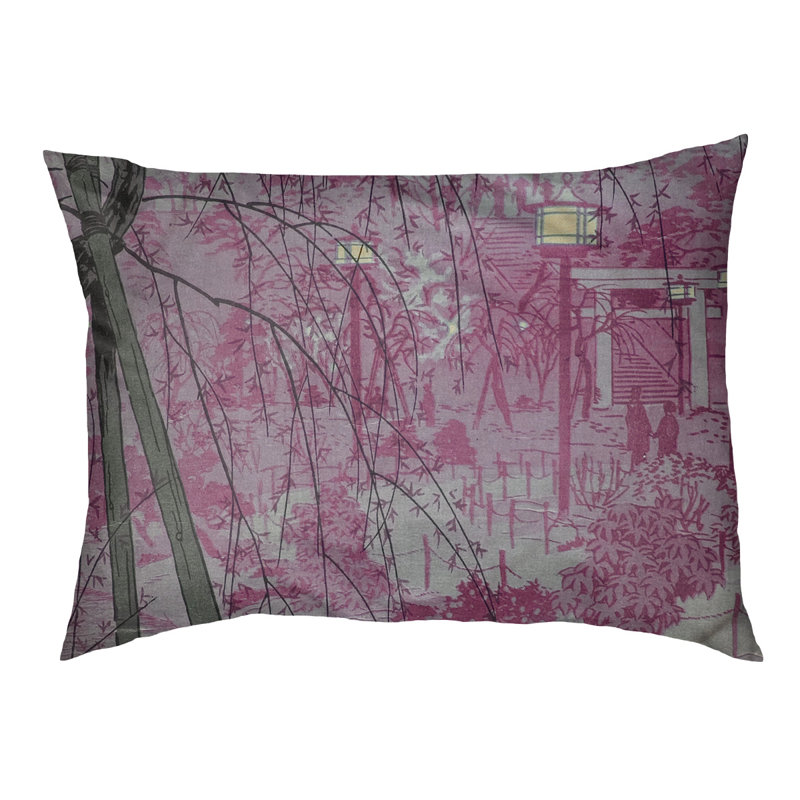 Coussin pour chien misty soirée à shinobazu étang Carone, Grand (l 52 po x P 42 po x H 7,1 po), Rose / Gris