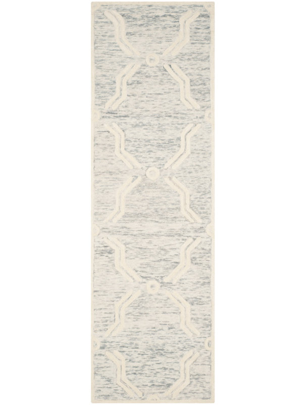 Hand Tufted Wool Geometric Rug, Runner 2'6" x 8'