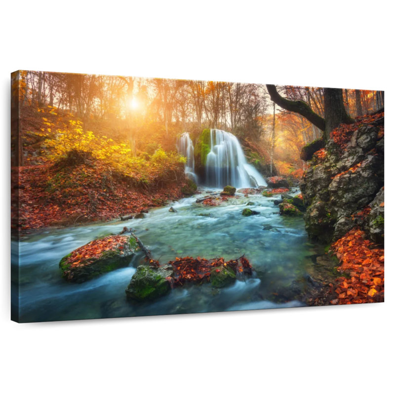 Alvord Autumnal Forest Waterfall, 24" H x 36" W