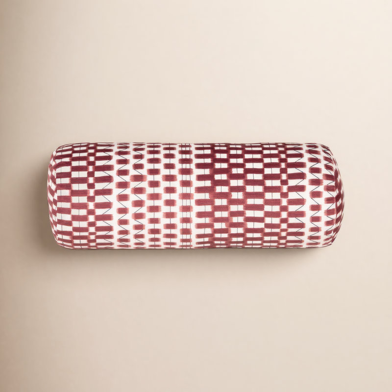 Oakden Geometric Pillow, Red, Polyester, Bolster 8"H x 21"W