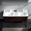 Ensemble de meuble-lavabo mural flottant cannelé à grain de bois en noyer de 60 po avec meuble-lavabo double en acrylique et 4 tiroirs à fermeture en douceur Schlater-984863317-984863312