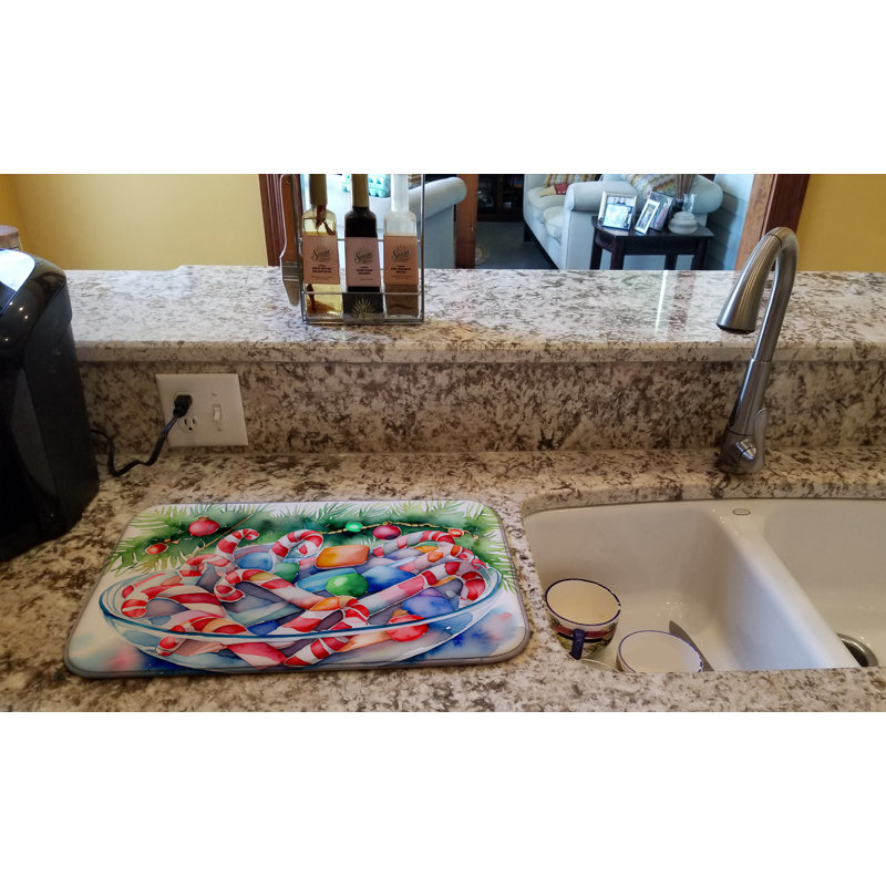 Christmas Candy Canes Dish Drying Mat