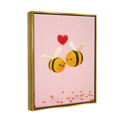 " Romantic Bumblebees Pink Hearts " Color Photography Print