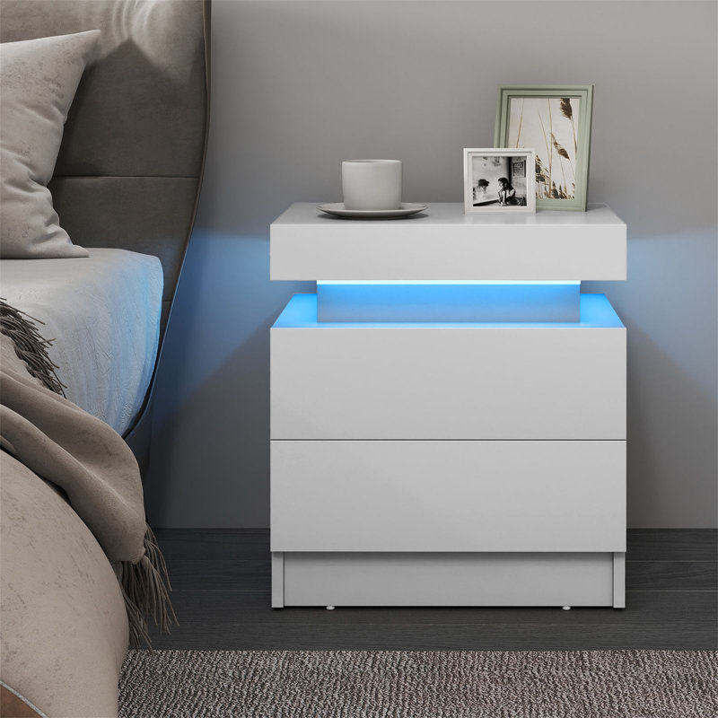 35cm W Manufactured Wood Bedside Table, White