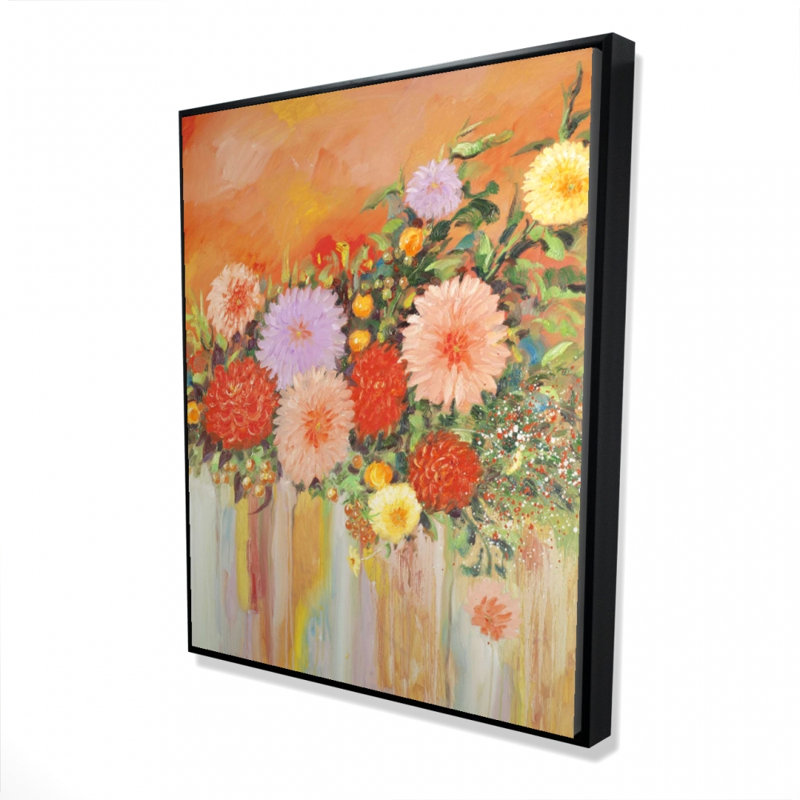 Colorful Abstract Flowers Print On Canvas, H 60 po x l 48 po