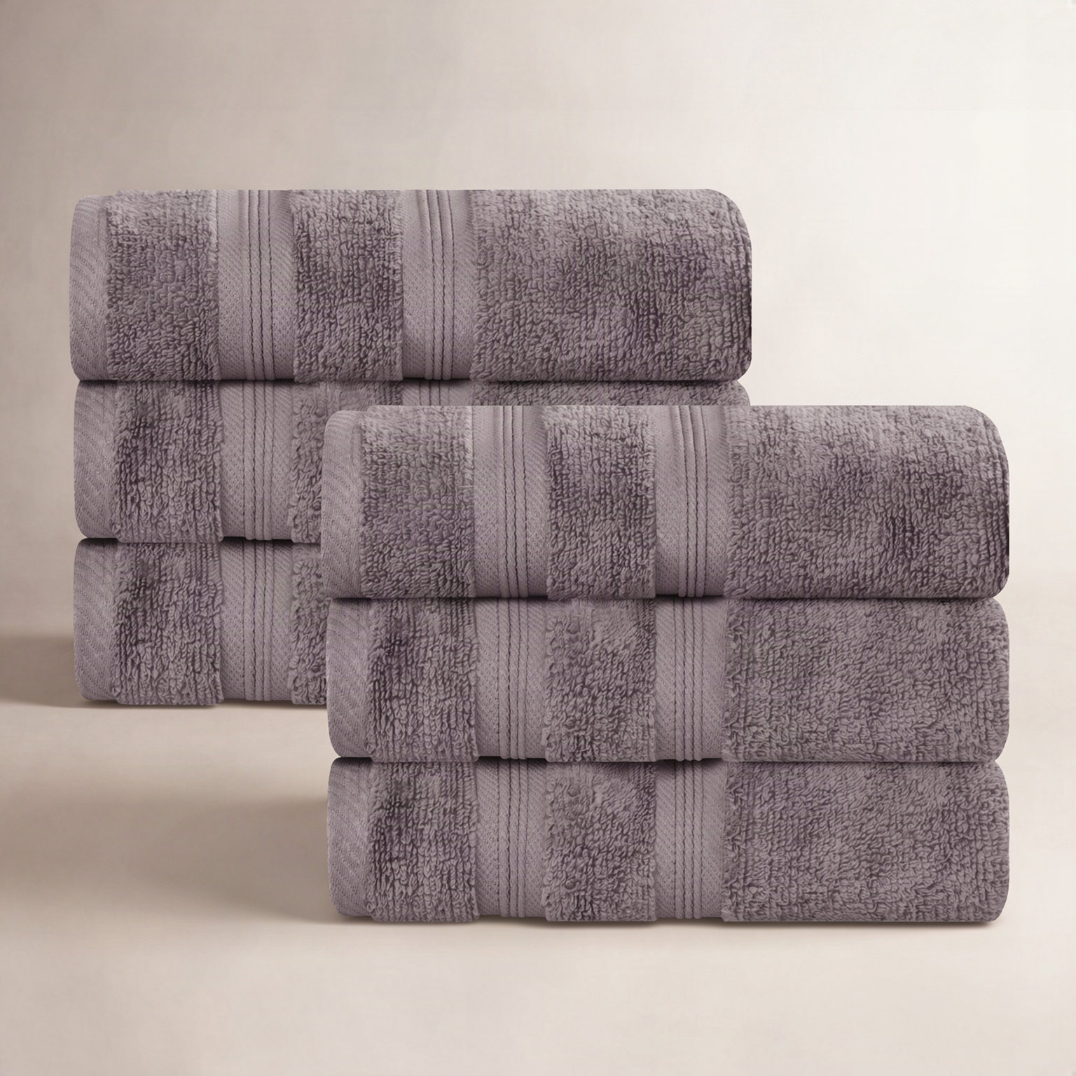 6-Piece Zero-Twist Quick-Dry Cotton Towel Set, Gray