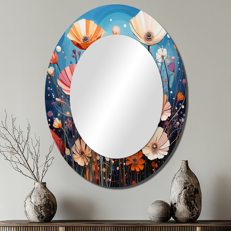 Kivett - Miroir floral en métal, 40 po x 30 po