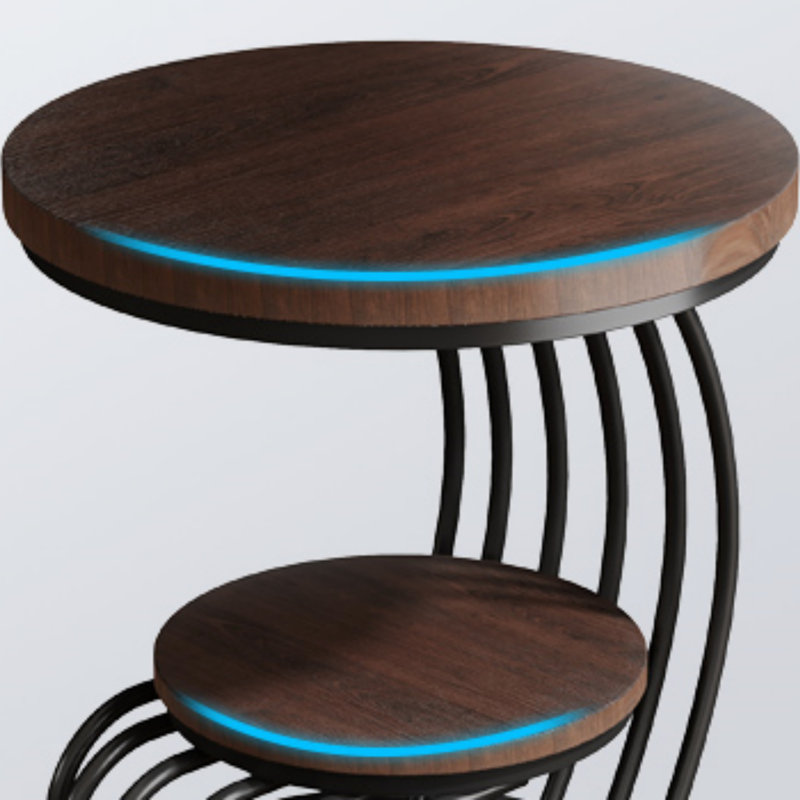 Table de bout ronde 19,68 po avec rangement à 2 niveaux - table d'appoint avec structure en arc métallique, table de chevet compacte ou table d'appoint pour le salon, table de bout