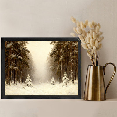 «Black», encadré noir, paysage d'hiver, paysage naturel, art mural réaliste, scène de neige, impressions sur toile
