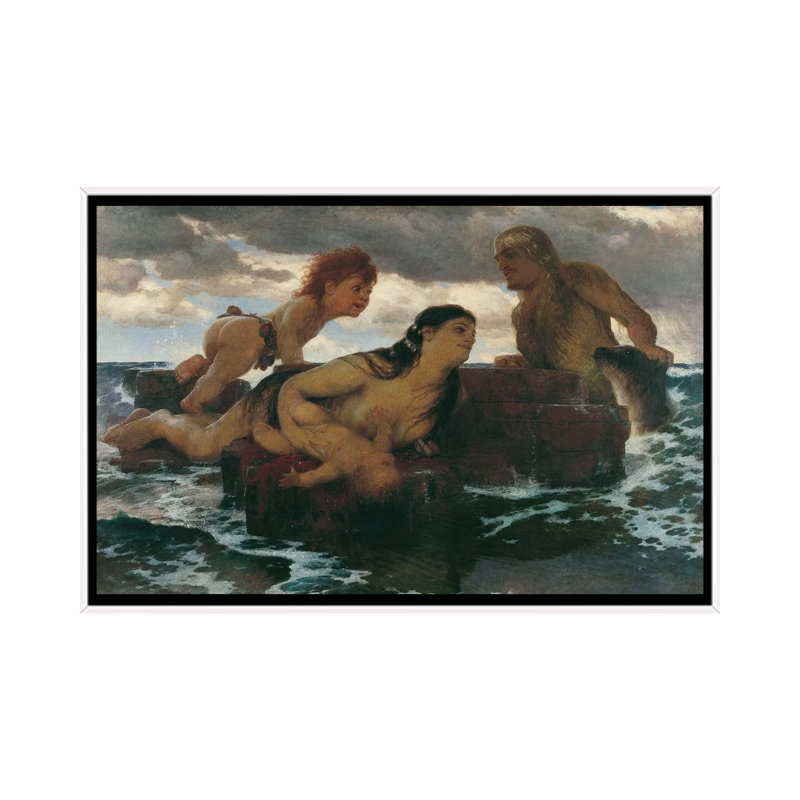 Idylle marine - ABQ80, H 40 po x l 60 po, Impression sur toile flottante sans passe-partout, Blanc