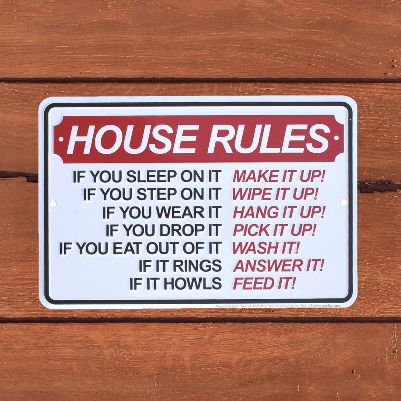 Drôle de métal House Rules If You Porter It Hang Up Sign Living Room Wall Art Kitchen Home Decor