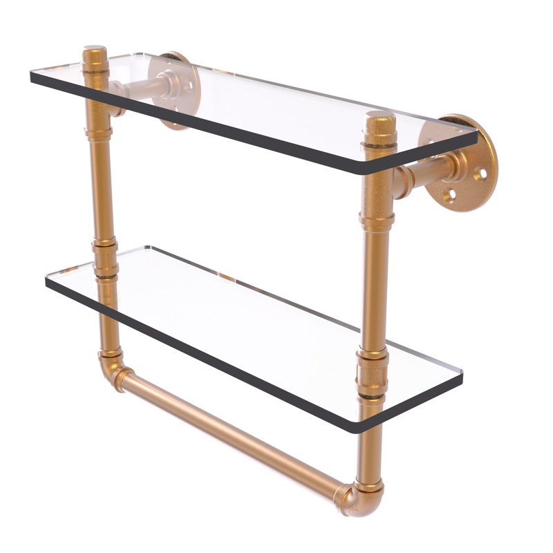 Bayer 2 Piece Industrial Pipe Shelves, Brushed Bronze, 13.2" H x 16" W x 5.6" D
