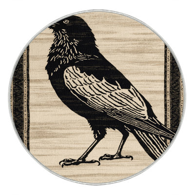 Washable Pied Crow Birds Area Rug