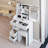 29.2" Small Size Left Drawer Desktop Vanity Table + Cushioned Stool, Large Sliding, Touch Control, Tri-Color Switching, Brightness Adjust LED Mirror, High Capacity Storage, Suitable For Small Space