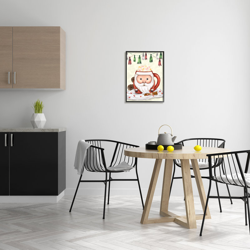 Tasse festive de père Noël guimauve, H 20 po x l 16 po x P 1,5 po, Giclée encadrée noir minuit