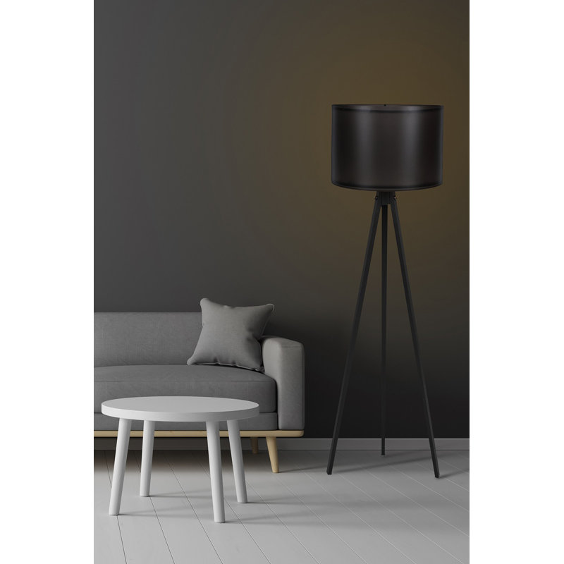 Modern Floor Lamp with MDF Body, 57.1 in Height | Black Polypropylene Cap (9.8 in Diameter, 9.8 in Length) | 6.6 ft Cable with On/Off Switch | E27 Socket (Max 60W) | Stylish Lighting for Living Room & Bedroom