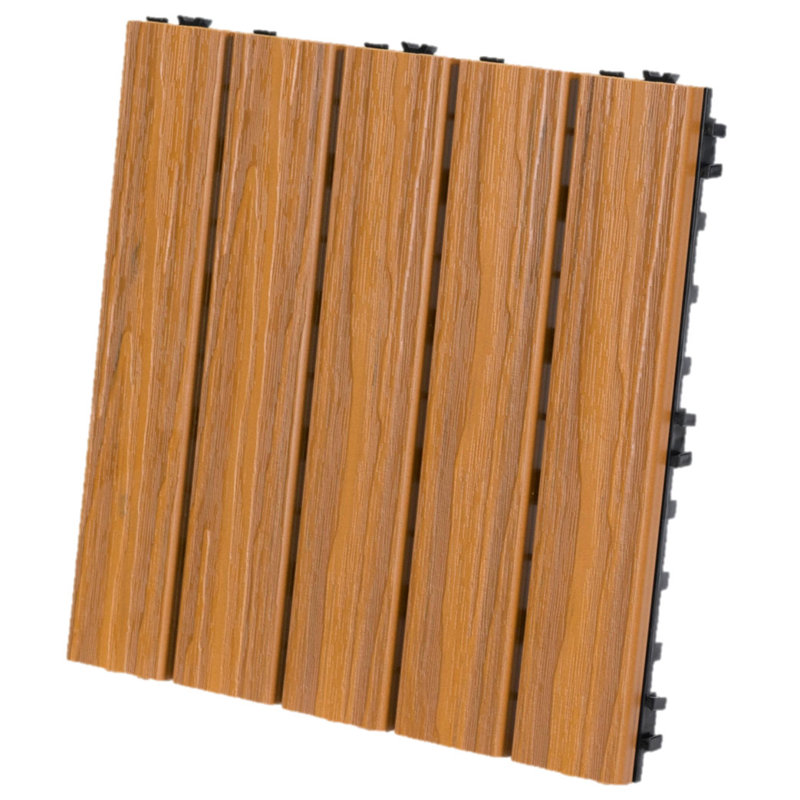 12'' L x 12'' W Plastic Interlocking Deck Tile in Light Brown
