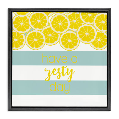 Zesty Citrus with Stripes Floating Frame, design by Anna Quach