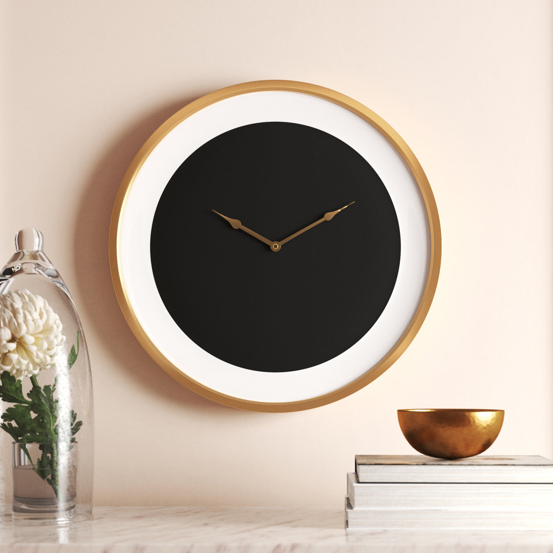 Metal Decorative Wall Clock with Gold Accents Willa Arlo™ Interiors
