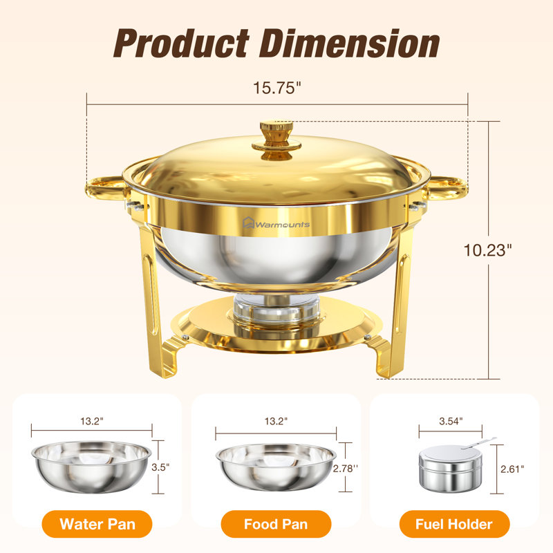 5QT Gold Chafing Dishes for Buffet (Set of 4)