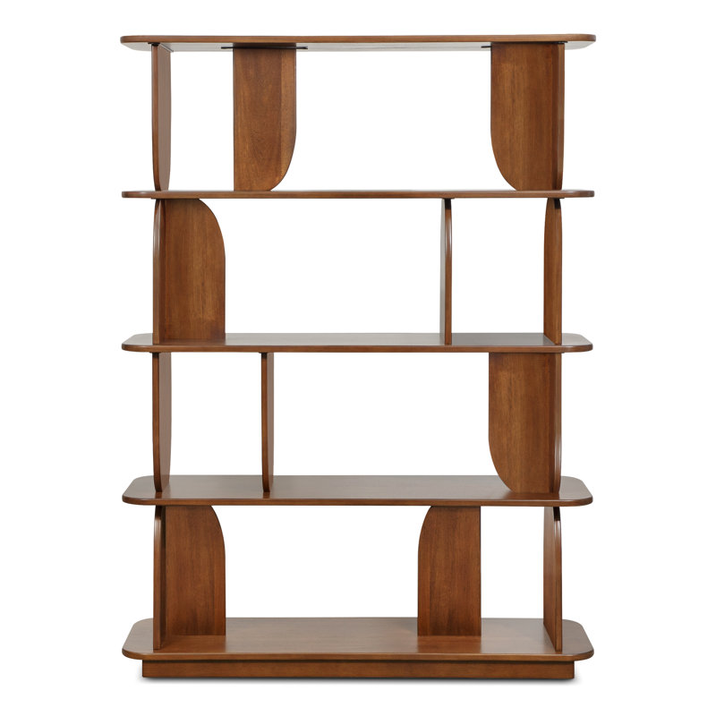 Padua 62" Sculptural 4-Tier Wood Bookshelf, Walnut