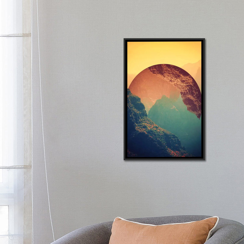 «Esfera», impression sur toile tendue, H 26 po x l 18 po x P 1,5 po, Toile avec cadre noir, Pas de tapis
