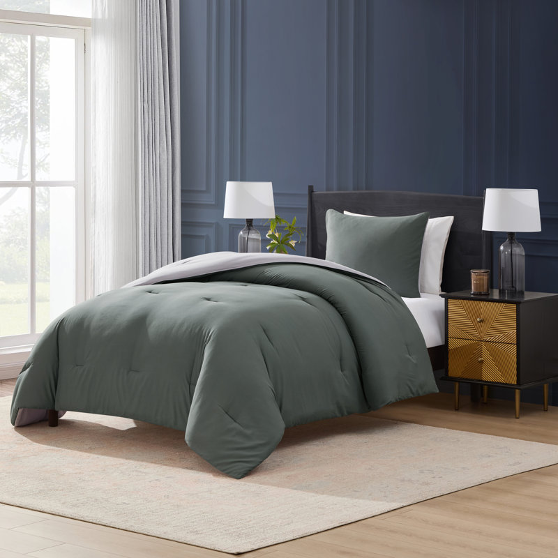Ensemble d'édredon réversible ultra doux 2 pièces, Pin doux / nuage Nimbus, Édredon pour lit simple + 1 taie décorative stan