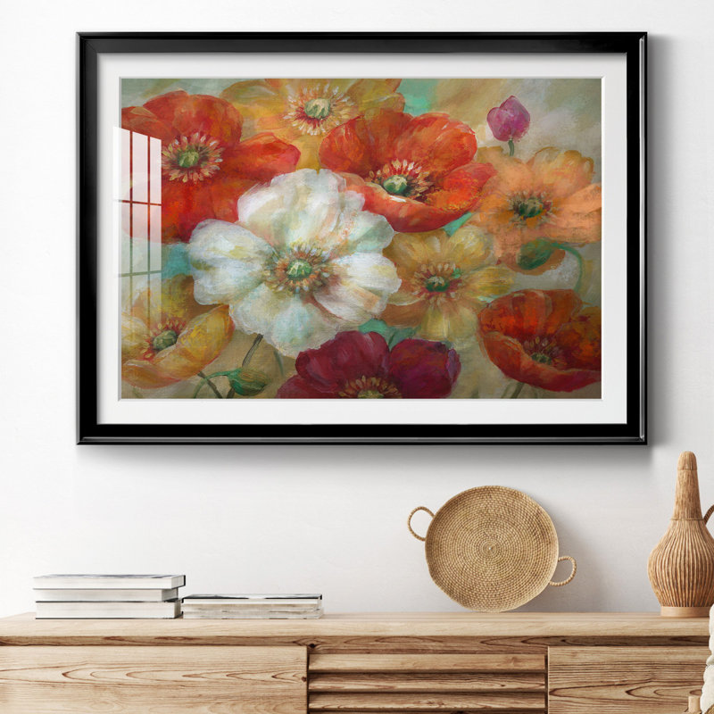 Poppycentric - Peinture encadrée, Cadre noir, H 26,5 po x l 36,5 po x P 1,5 po