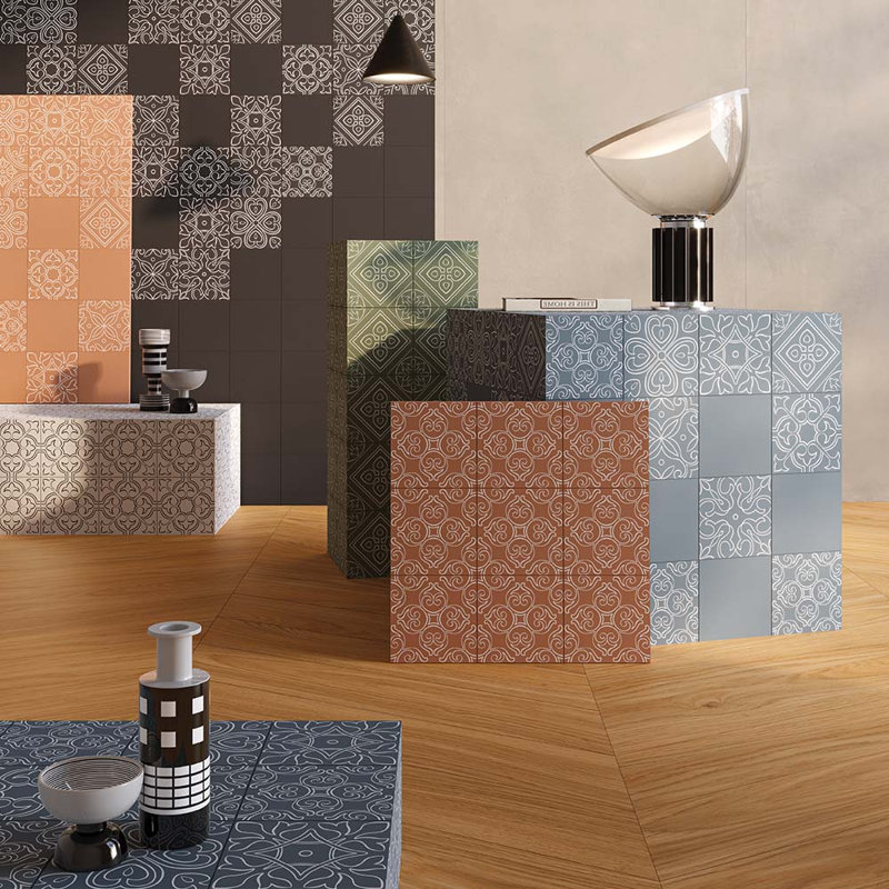 Carrelage en porcelaine Helix 8X8, Blanc