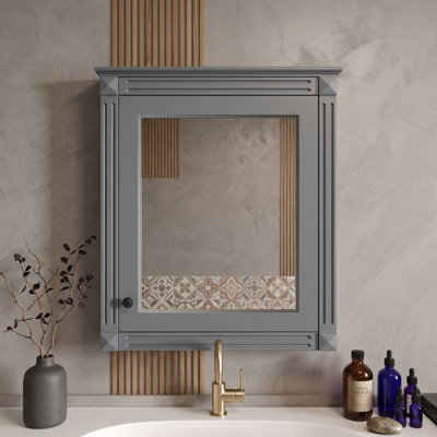 Wall Mounted Bathroom Medicine Cabinet with Mirror and Adjustable Shelves, Door
