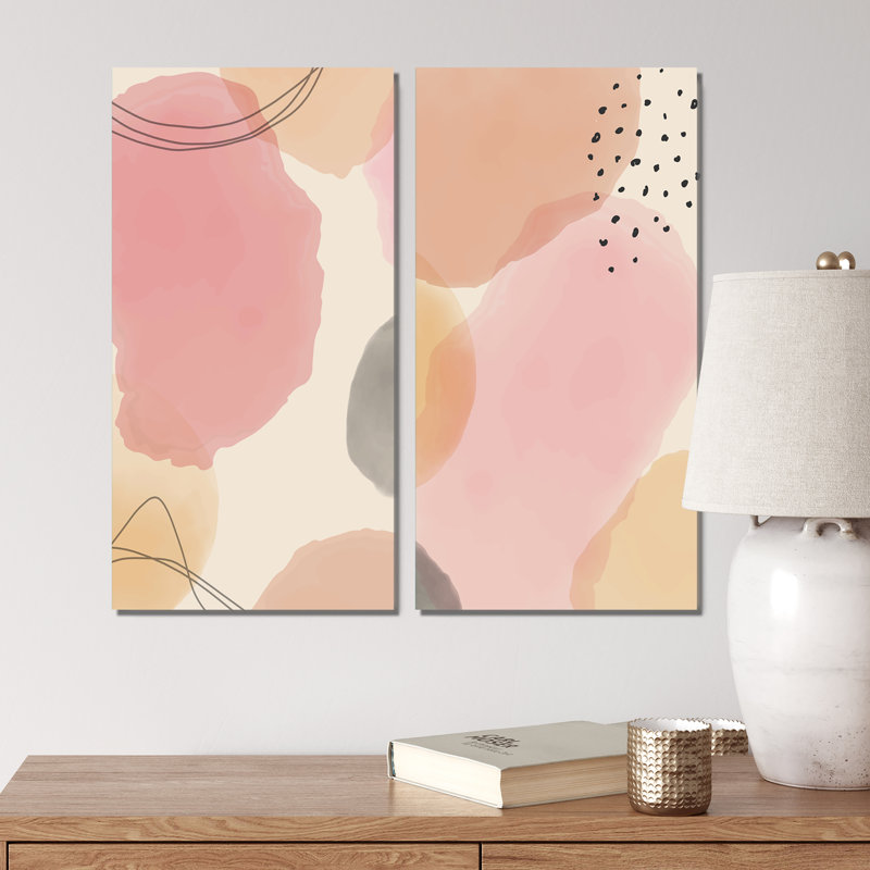 «Abstract Pastel Minimalistic Clouds I», ensemble de 2 peintures, Toile tendue, H 20 po x l 24 po x P 1 po