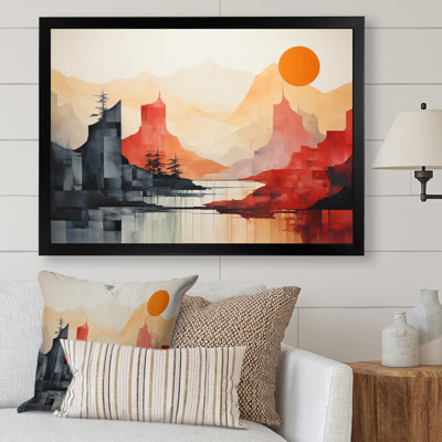 " Red Black Abstract Mountain Landscape "