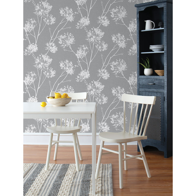Adarious 5.48m x 52.07cm Satin Peel and Stick Wallpaper Roll, Cove Grey