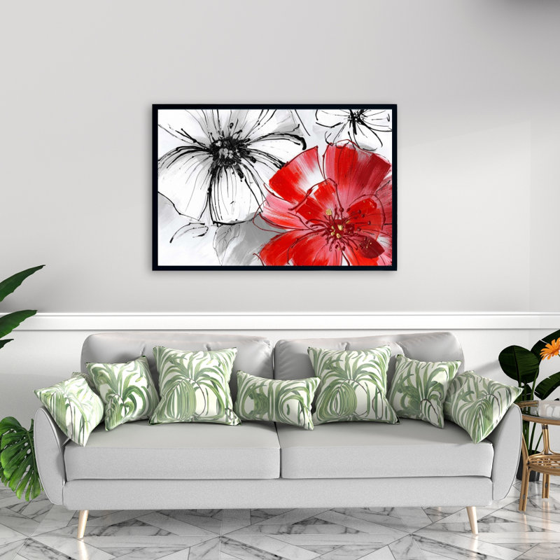 " Red & White Flowers Sketch "