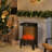 Electric Fireplace Space Heater Stove, 1500W Freestanding Fireplace with 3D Realistic Flame Effect