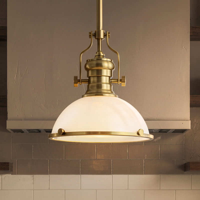 Luminaire pour îlot de cuisine 10 po, Warm Brass, Opal Glass