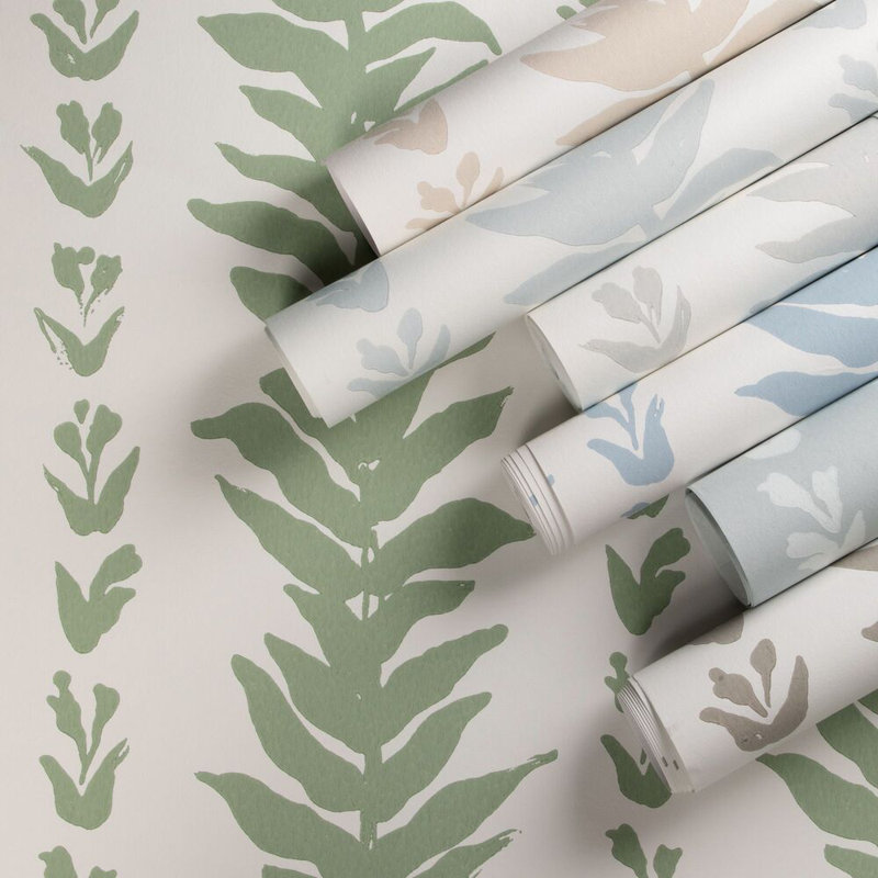 Climbing Leaves Wp - Sage, Stone