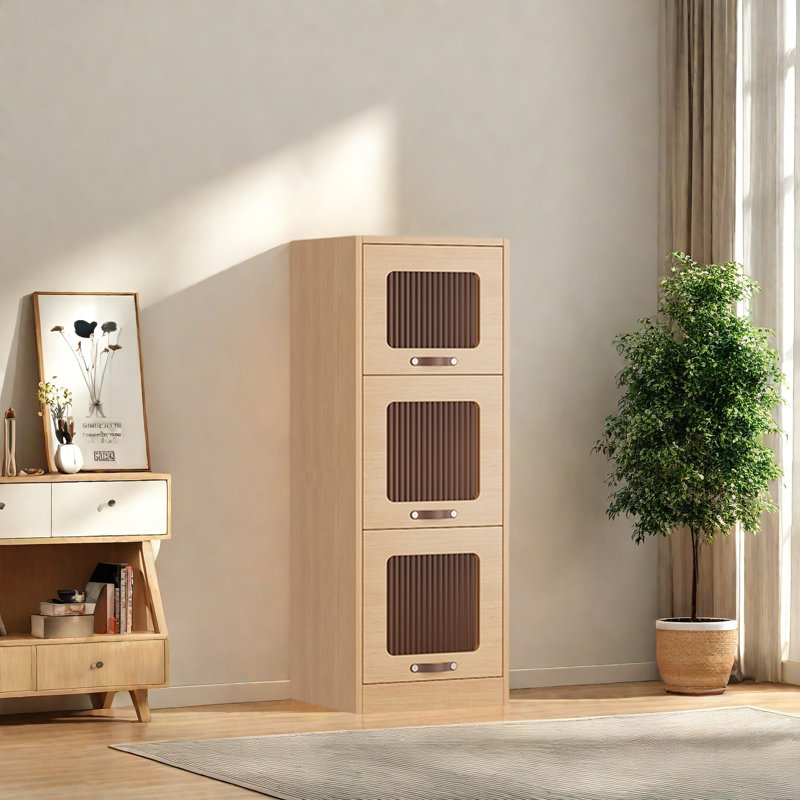 Rabehi, (3 tablettes) H 42,5 po x l 15,7 po x P 13,7 po, Brun
