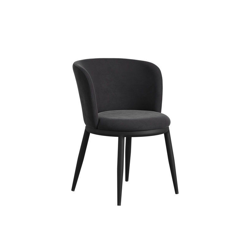 Nova Velvet Upholstered Upholstered Back Side Chair, Black