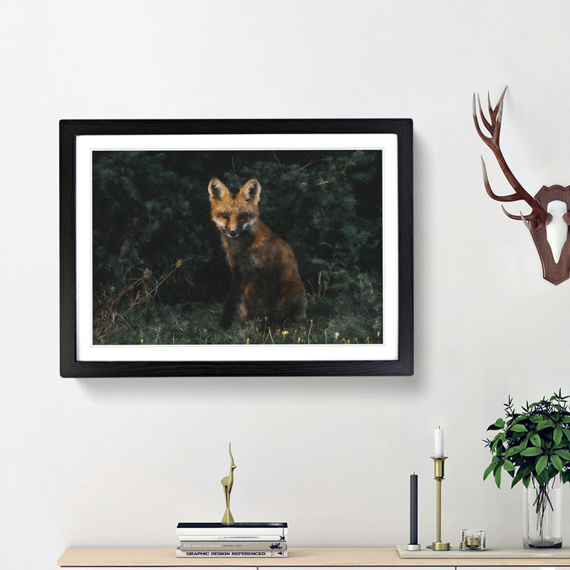Portrait of a Fox - Framed Print, 33cm H x 45cm W x 2cm D, Black Framed