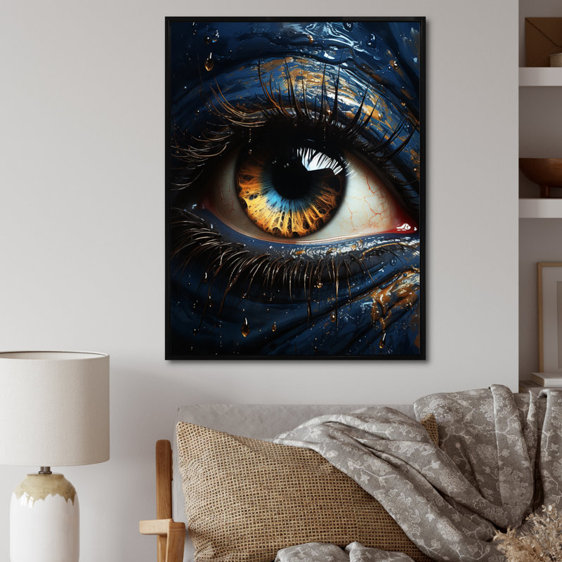 Galaxie interstellaire II - reproduction sur toile, H 32 po x l 16 po x P 1 po, Cadre flottant noir