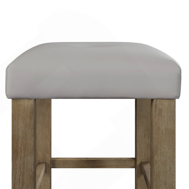 Tabouret à hauteur de comptoir en cuir synthétique gris et chêne (ensemble de 2)