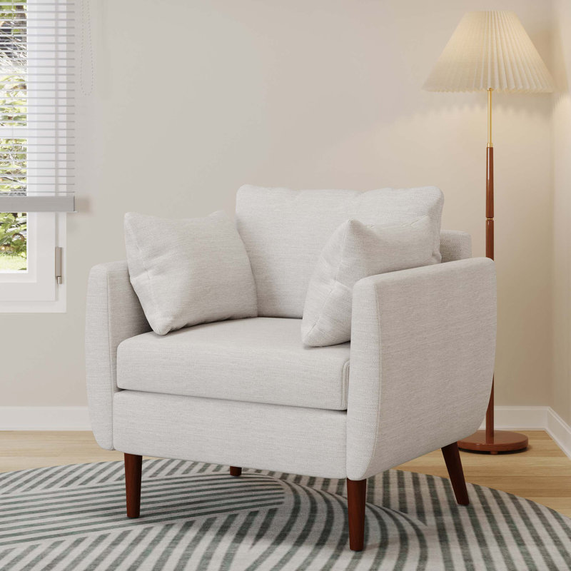 Fauteuil club avec pieds en bois de bouleau