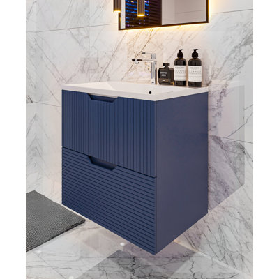 Jewellee Single Bathroom Vanity Unit 600mm Wall Hung